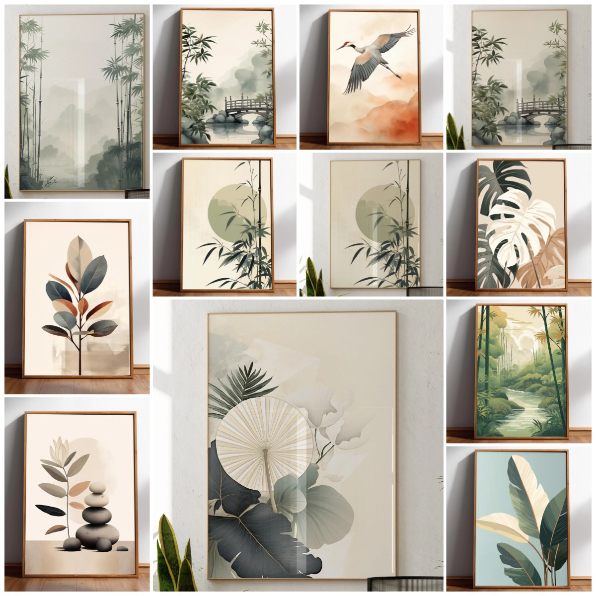 Japanese Minimalist Lifestyle - Japandi Wall Art Minimal Botanique Minimaliste