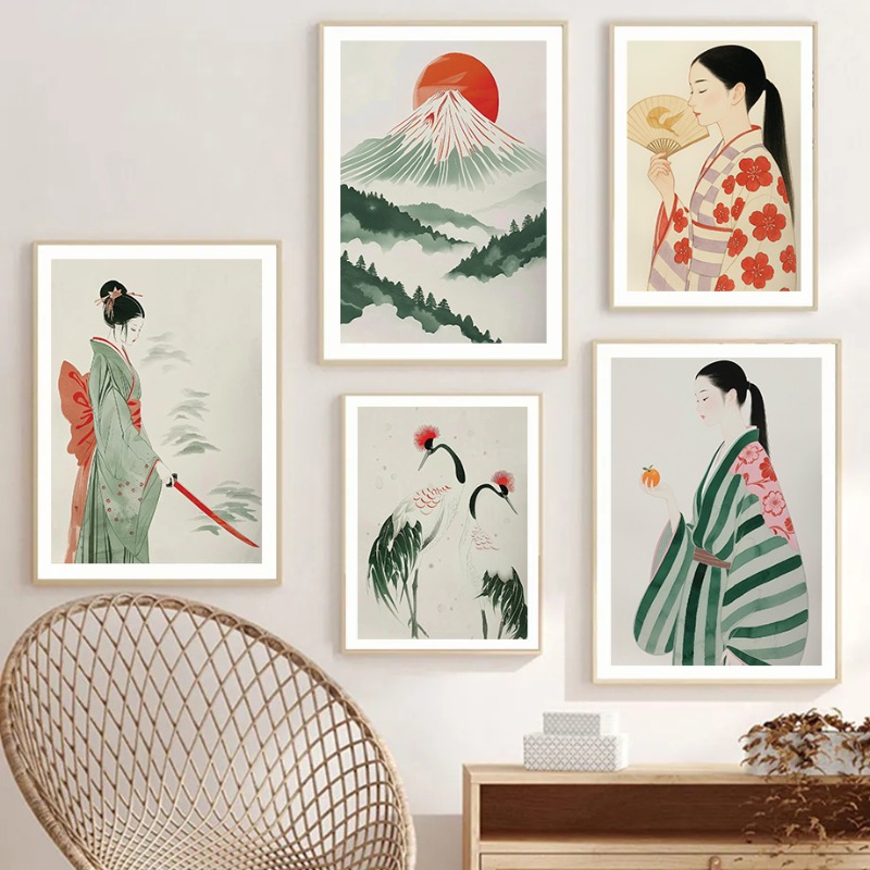 Japanese Minimalist Lifestyle - Monte Fuji & Crane japonais impression