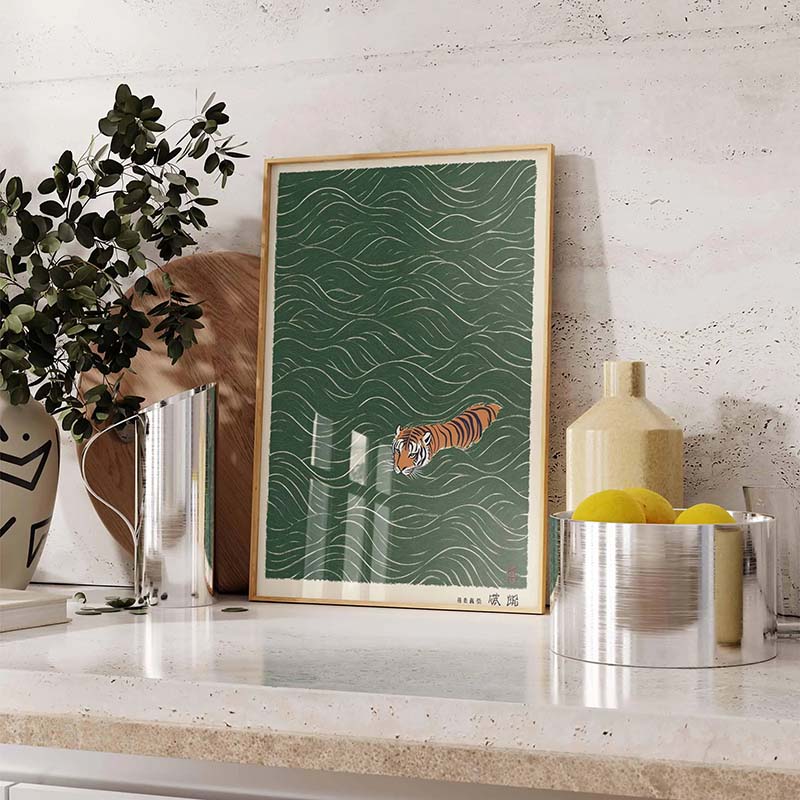 Affiche de natation du tigre j - Japanese Minimalist Lifestyle avis et prix